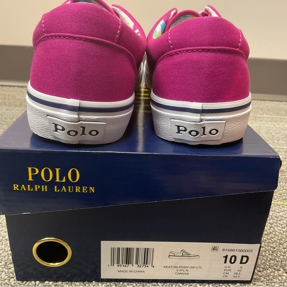 Polo Ralph Lauren Men’s Keaton Canvas Preppy Pink Casual Pony Sneaker - Picture 4 of 10